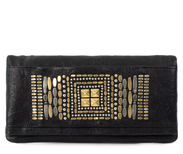 calleen cordero Fava Kenji Clutch Black Borello w/ Brass & Nickel Art