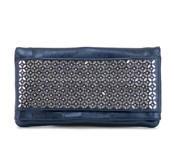 Calleen Cordero Fava Sula Clutch Aqua Rust W/ Copper & Nickel Art