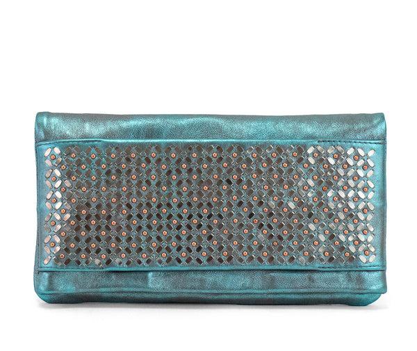 calleen cordero Fava Sula Clutch Aqua Rust w/ Copper & Nickel Art