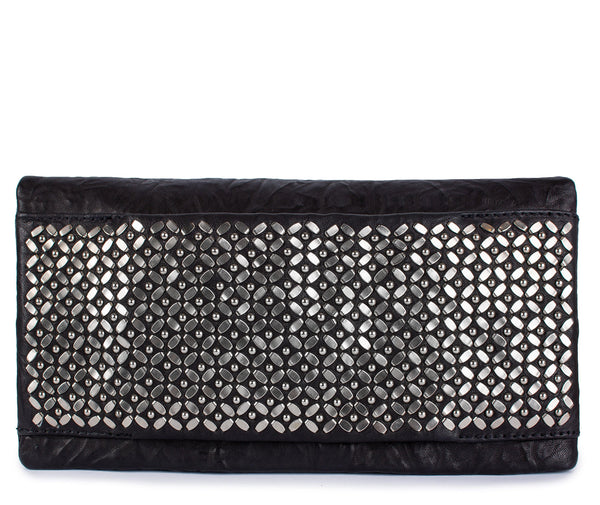 Calleen Cordero Fava Sula Clutch Black Borello W/ Brass & Nickel