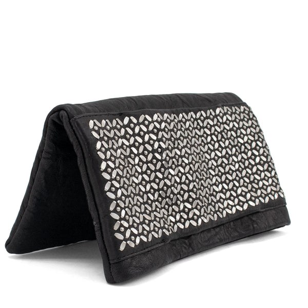 Calleen Cordero Fava Sula Clutch Black Borello W/ Brass & Nickel