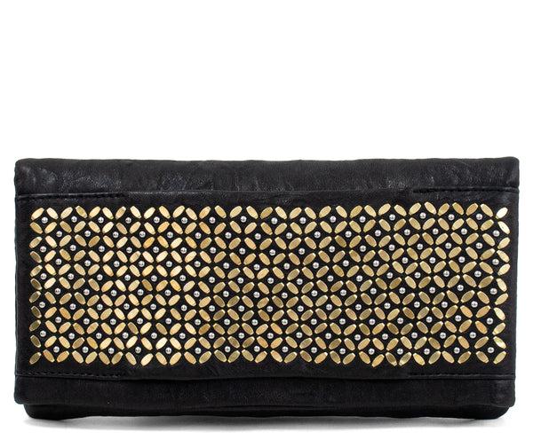 calleen cordero Fava Sula Clutch Black Borello w/ Brass & Nickel
