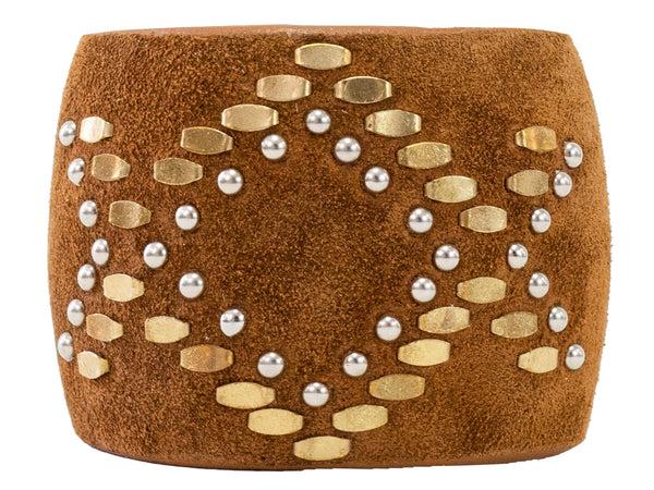 calleen cordero Fina Bangle Bracelet Cognac Suede w/ Nickel & Brass