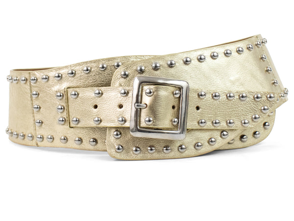Calleen Cordero Flame Waist Belt Black Lizard W/ Nickel Art