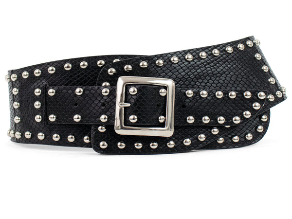 calleen cordero Flame Waist Belt Black Lizard w/ Nickel Art