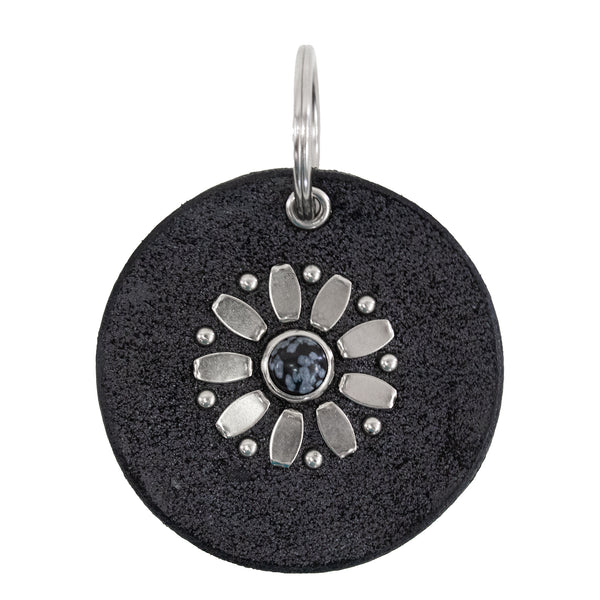 Calleen Cordero Flor Semi - Precious Stone Keychain Rosa Snake W/ Brass & Nickel Art