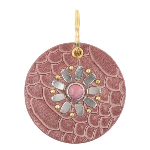 calleen cordero Flor Semi - Precious Stone Keychain Rosa Snake w/ Brass & Nickel Art