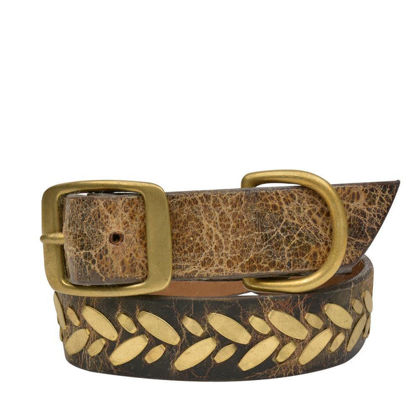 calleen cordero Fresa 20" Dog Collars Brown El Paso Leather w/ Brass Art