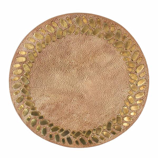calleen cordero Fresa Coasters (QTY 2 pc) Old Gold w/ Brass Art Set of 2