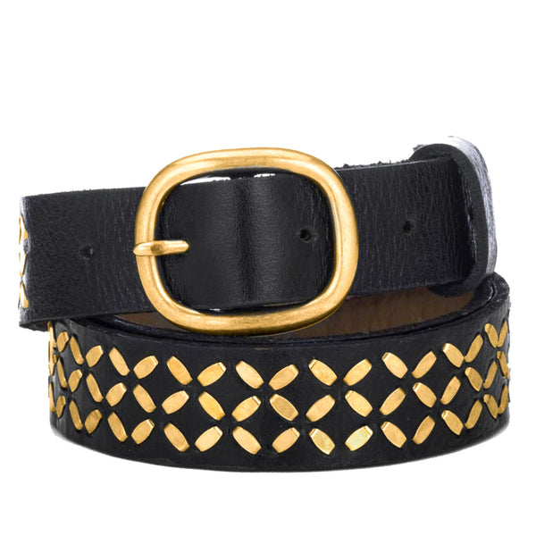 Calleen Cordero Fresca 1" Belt Blue Pearl Cracked W/ Nickel Art