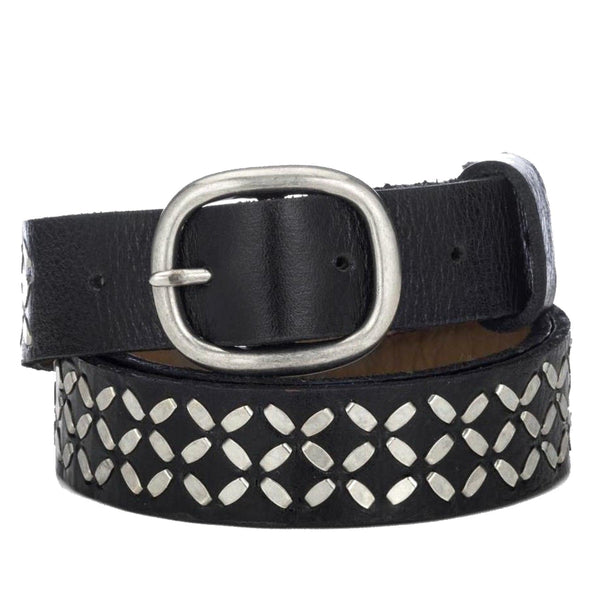 Calleen Cordero Fresca 1" Belt Blue Pearl Cracked W/ Nickel Art