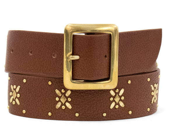 Calleen Cordero Frida 1.5" Belt Hueso Nappa W/ Brass Art