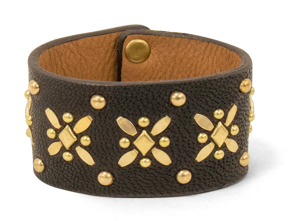 Calleen Cordero Frida 1.5" Bracelet Hueso Nappa W/ Brass Art