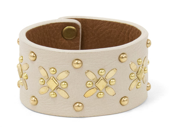 calleen cordero Frida 1.5" Bracelet Hueso Nappa w/ Brass Art