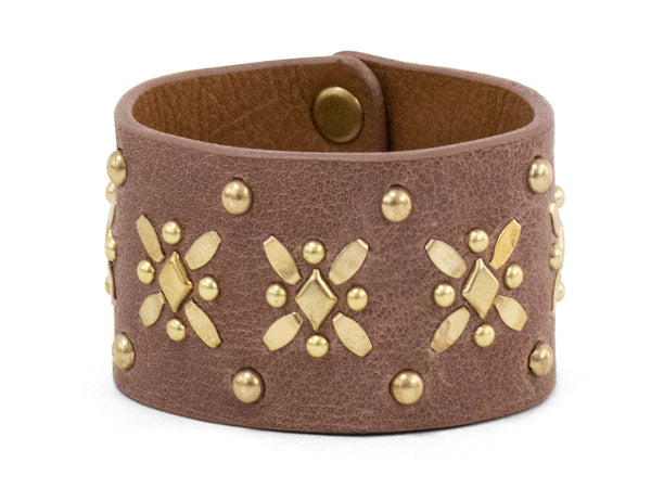 calleen cordero Frida 1.5" Bracelet Nude Cabra w/ Brass Art