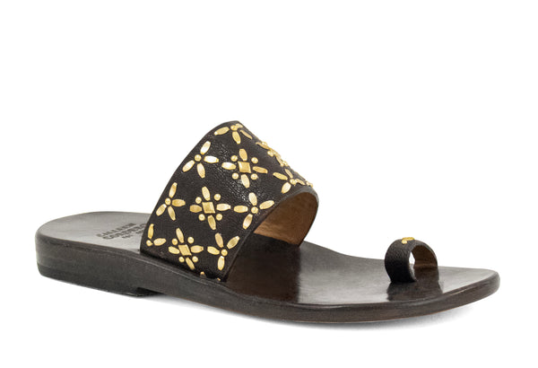 calleen cordero Frida Sandal Brown Oyster w/ Brass Art