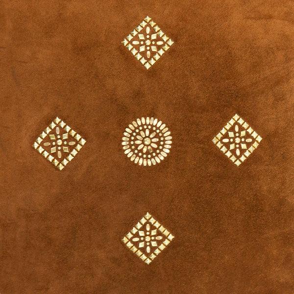 Calleen Cordero Gaia 20" X 20" Pillow Case Gaia Art - Cognac Suede W/ Brass & Nickel