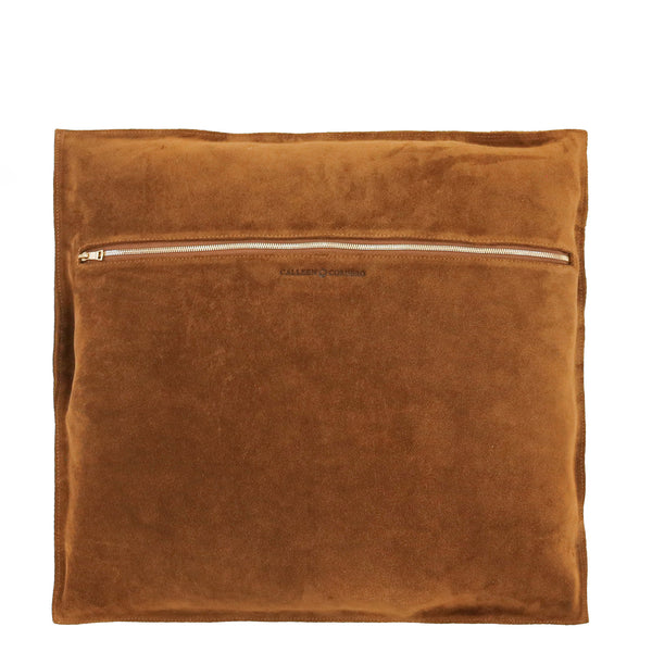 Calleen Cordero Gaia 20" X 20" Pillow Case Gaia Art - Cognac Suede W/ Brass & Nickel