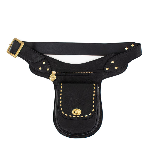 calleen cordero Gavranita Belt Bag Black Montana w/ Brass Art