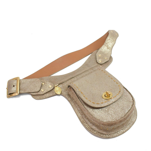 Calleen Cordero Gavranita Belt Bag Gold Pearl Cracked W/ Brass Art
