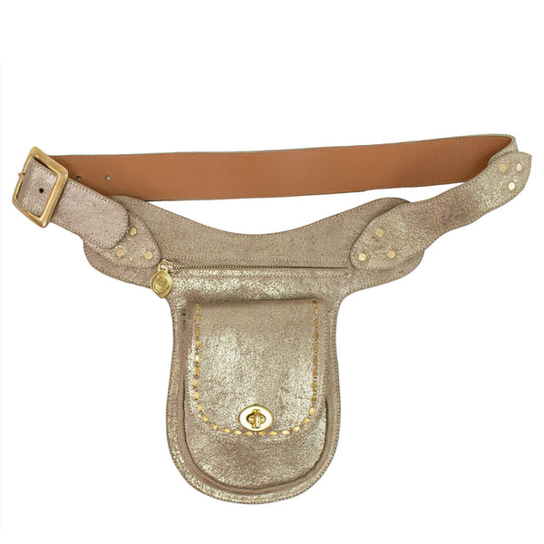 calleen cordero Gavranita Belt Bag Gold Pearl Cracked w/ Brass Art