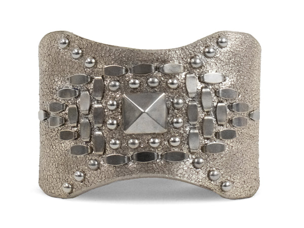 Calleen Cordero Gina Sculpted Bracelet Dusty Rose Gold W/ Brass & Nickel Art