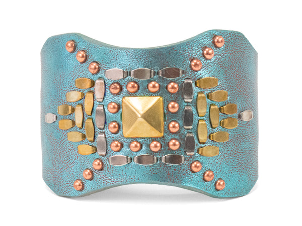 Calleen Cordero Gina Sculpted Bracelet Dusty Rose Gold W/ Brass & Nickel Art