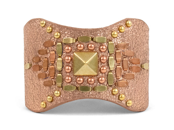 calleen cordero Gina Sculpted Bracelet Dusty Rose Gold w/ Brass & Nickel Art