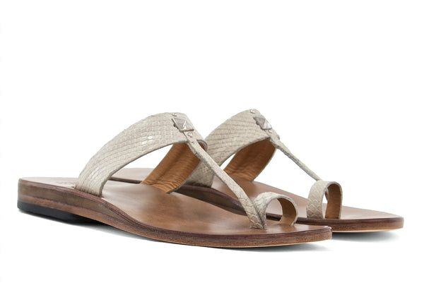 Calleen Cordero Han Sandal Black Embossed Lizard W/ Black Art