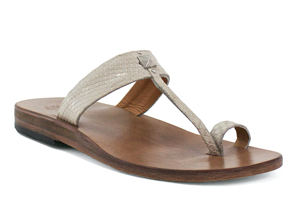 Calleen Cordero Han Sandal Black Embossed Lizard W/ Black Art