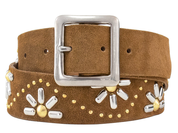 Calleen Cordero Haz De Luz 1.5" Belt Blue Pearl Cracked W/ Nickel Art