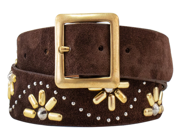 Calleen Cordero Haz De Luz 1.5" Belt Blue Pearl Cracked W/ Nickel Art