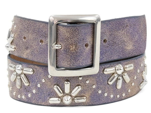 calleen cordero Haz de Luz 1.5" Belt Blue Pearl Cracked w/ Nickel Art