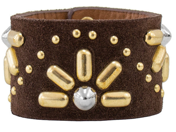 Calleen Cordero Haz De Luz 1.5" Bracelet Stone Suede W/ Nickel & Brass Art