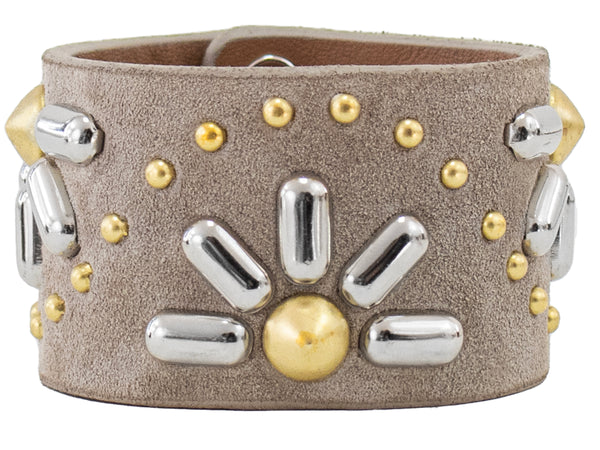 calleen cordero Haz De Luz 1.5" Bracelet Stone Suede w/ Nickel & Brass Art