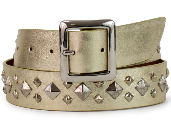 calleen cordero Holis 1.5" Belt Gold Britania w/ Nickel Art