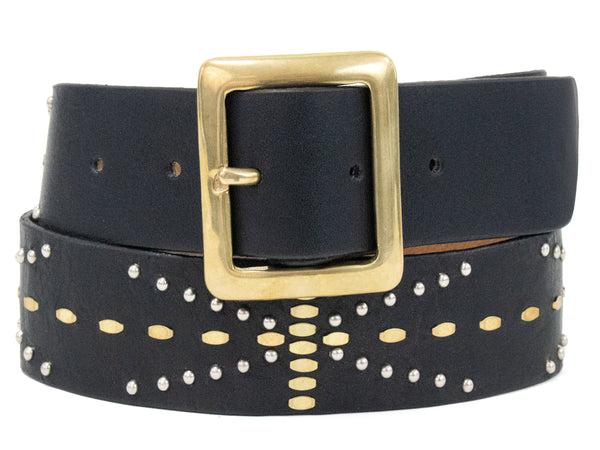 Calleen Cordero Ige 1.5" Belt White Pearl Cracked W/ Brass Art