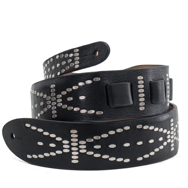 calleen cordero Ige Guitar Strap Black Aniline w/ Nickel Art