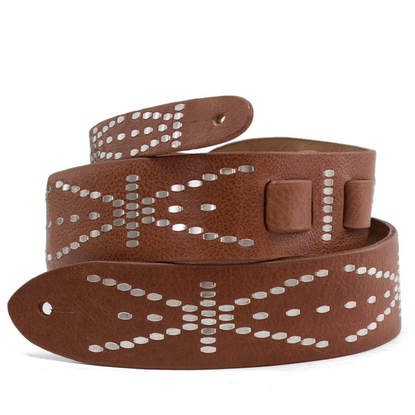 calleen cordero Ige Guitar Strap Cognac Cubasa w/ Nickel Art