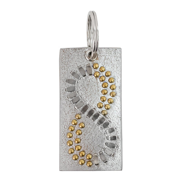 Calleen Cordero Infinity Keychain Gold Mirror Leather W/Brass & Nickel