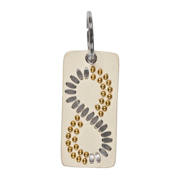 Calleen Cordero Infinity Keychain Gold Mirror Leather W/Brass & Nickel