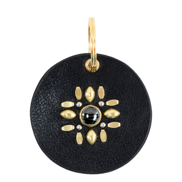 Calleen Cordero Iris Semi - Precious Stone Keychain Pearl Jasper W/ Brass & Nickel Art