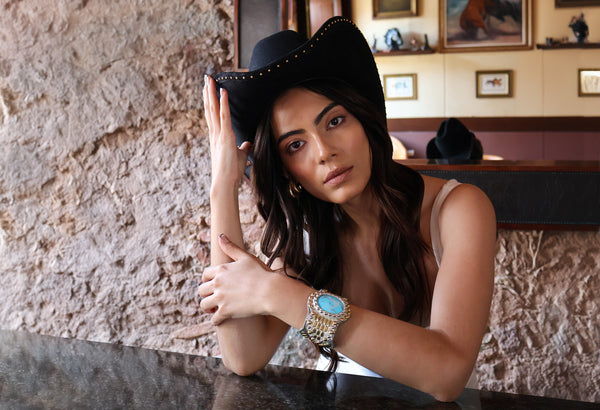 Calleen Cordero Jaci 200'S Hat Black Wool W/ Brass Art