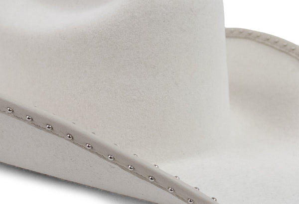 Calleen Cordero Jaci 200's Hat White Wool W/ Nickel Art