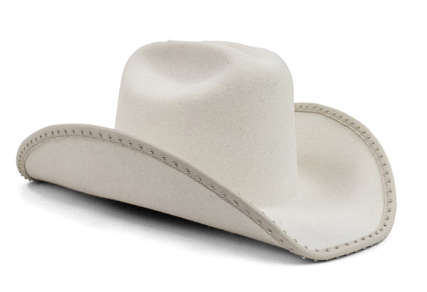 calleen cordero Jaci 200's Hat White Wool w/ Nickel Art