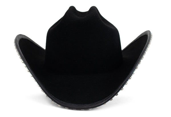 Calleen Cordero Jaci Mini Rolex Hat Black Wool W/ Nickel Art