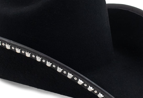 Calleen Cordero Jaci Mini Rolex Hat Black Wool W/ Nickel Art