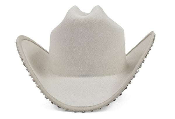 Calleen Cordero Jaci Mini Rolex Hat White Wool W/ Nickel Art