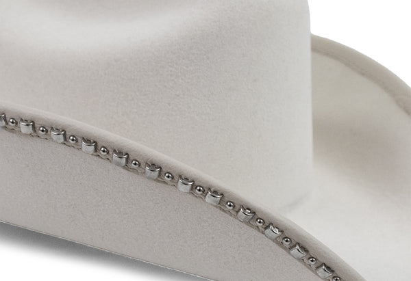 Calleen Cordero Jaci Mini Rolex Hat White Wool W/ Nickel Art