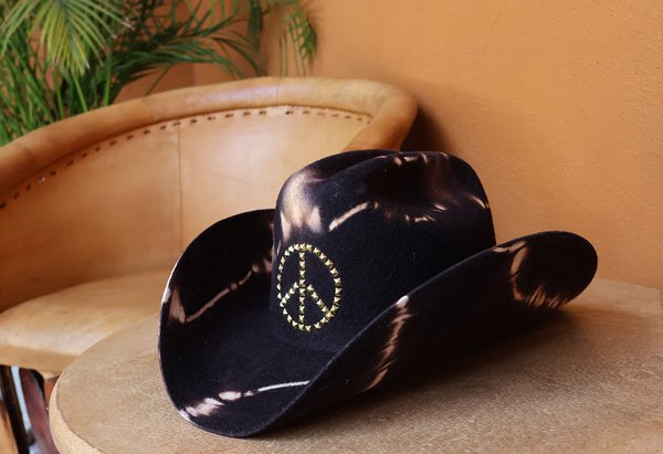 Calleen Cordero Jaci Peace Hat Brown Multi Tie-Dye W/ Brass Art